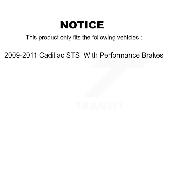 Front Rear Ceramic Brake Pads Kit For 2009-2011 Cadillac STS With Performance Brakes